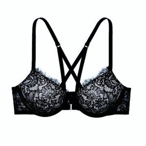 32D VICTORIA'S SECRET Bombshell Push Up Bra +2 Cups Front Close Strappy Back $67